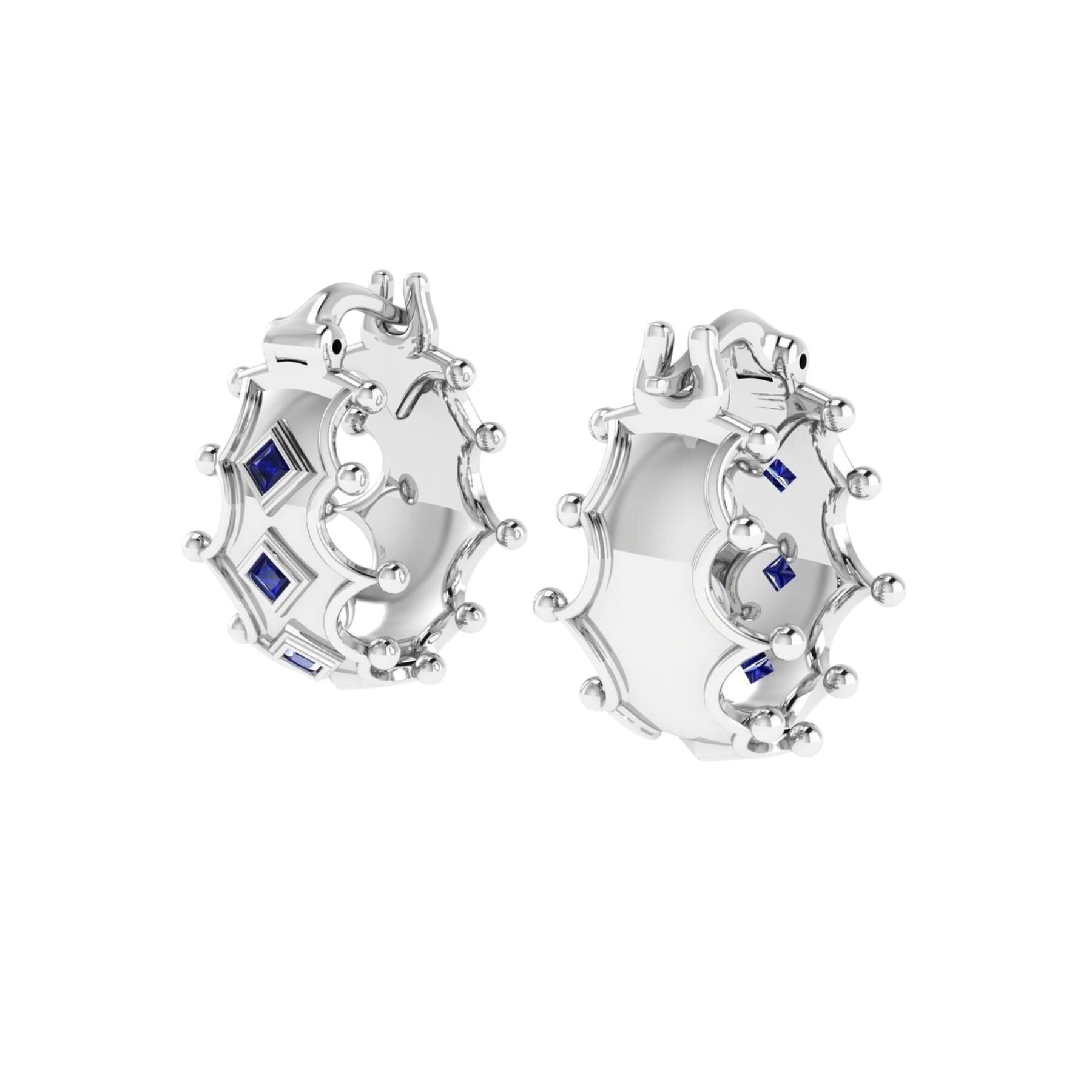 Excelsior Blue Petit Princess Cut Earrings